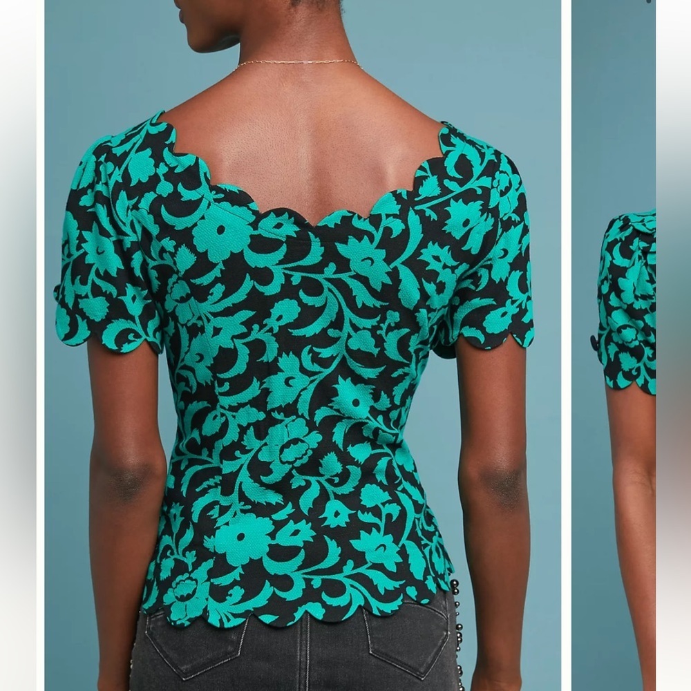 Anthropologie Maeve Aseey Floral Print Rayon Blouse - Picture 4 of 10